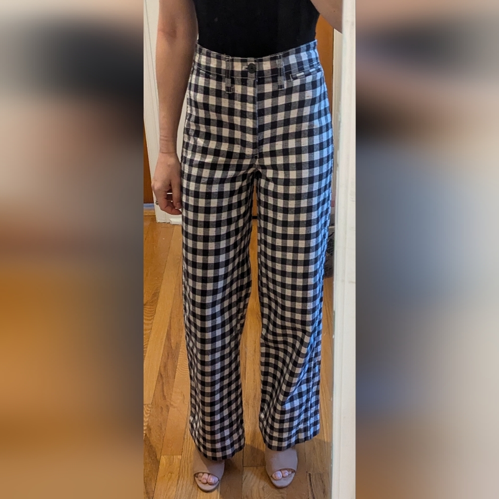 Madewell high waist wide leg check / plaid pants